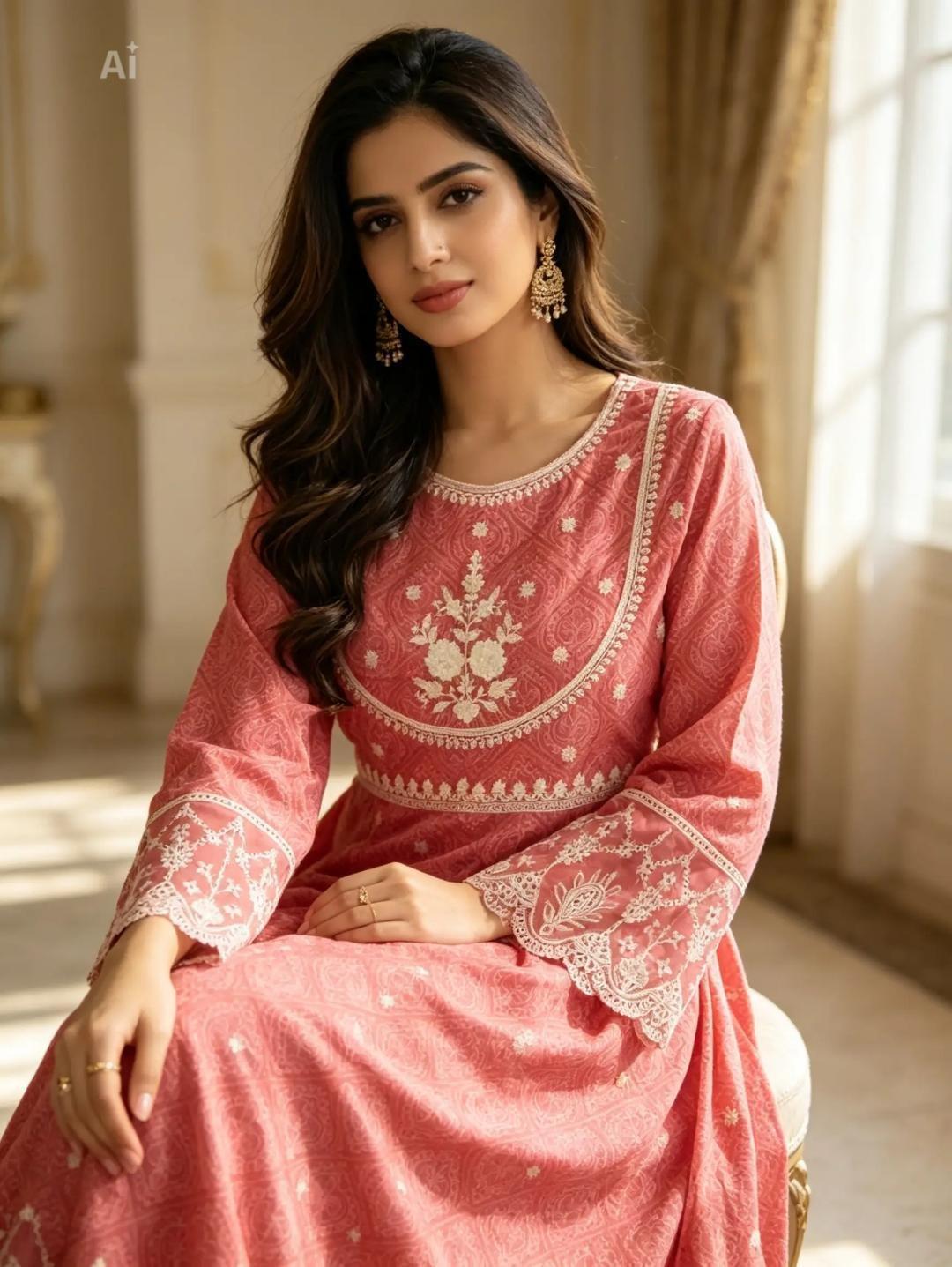 Embroidered printed lawn