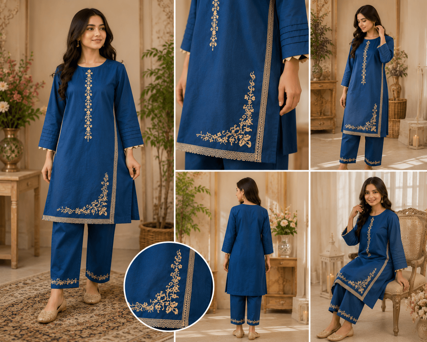Casual embroidery three piece