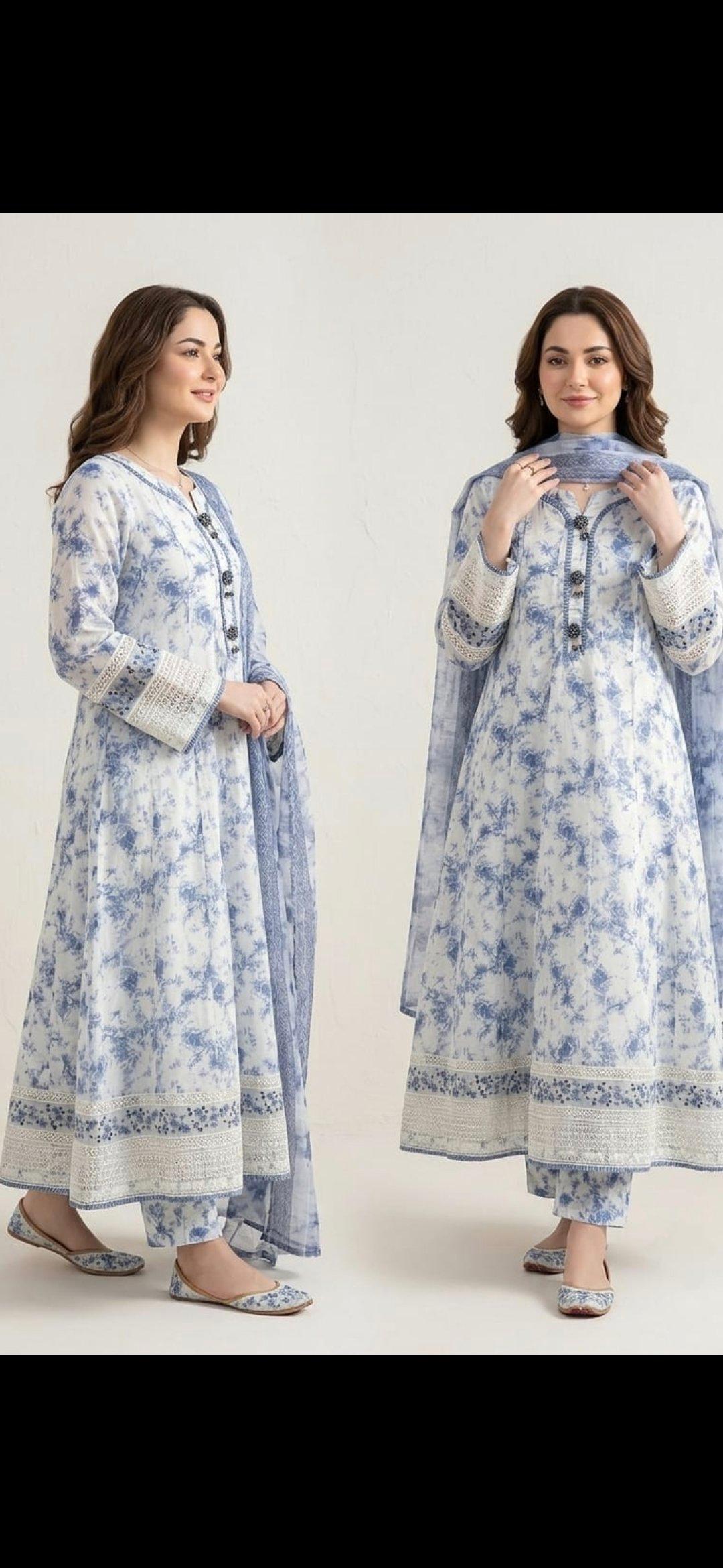 Blue Blossom ,Lawn Kali Suit