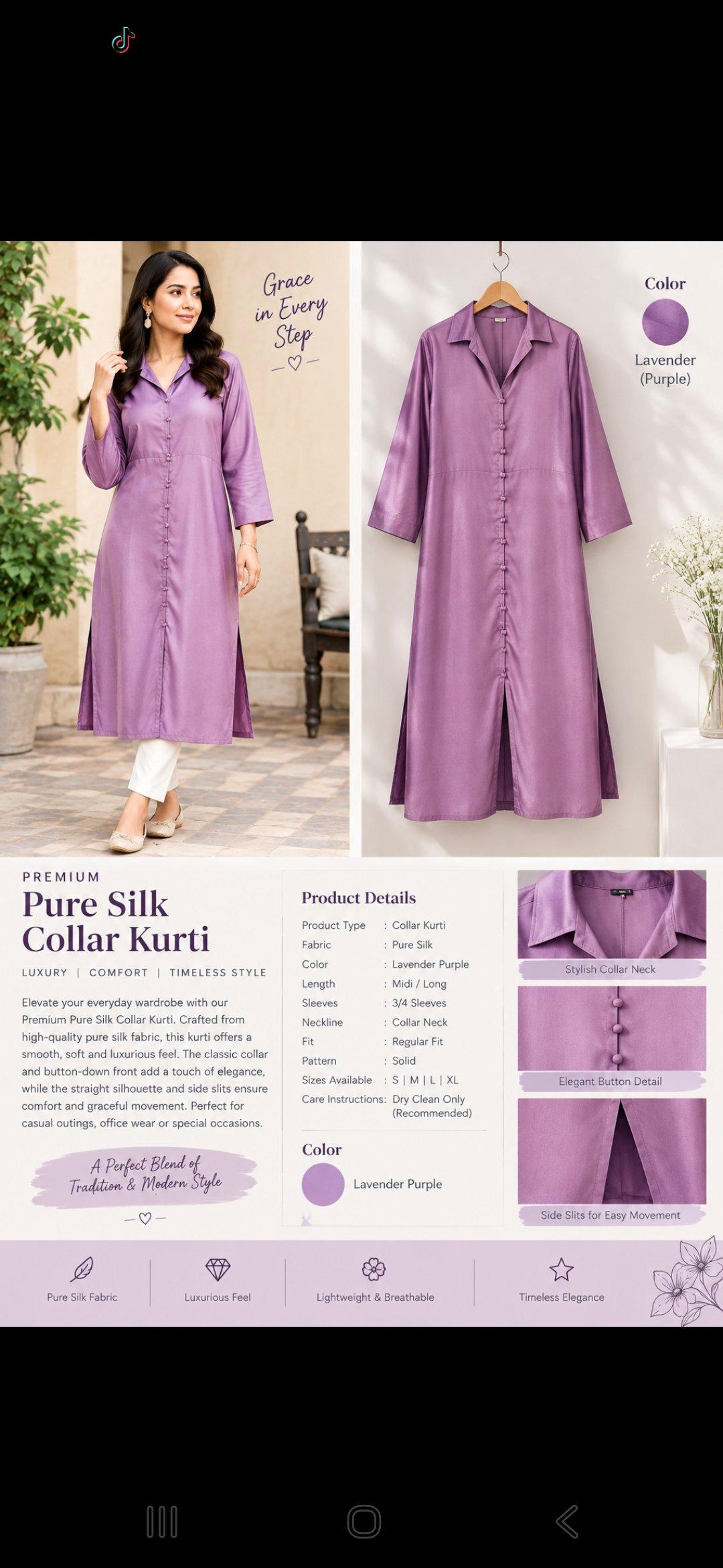 Premium Pure Silk Lavender Purple