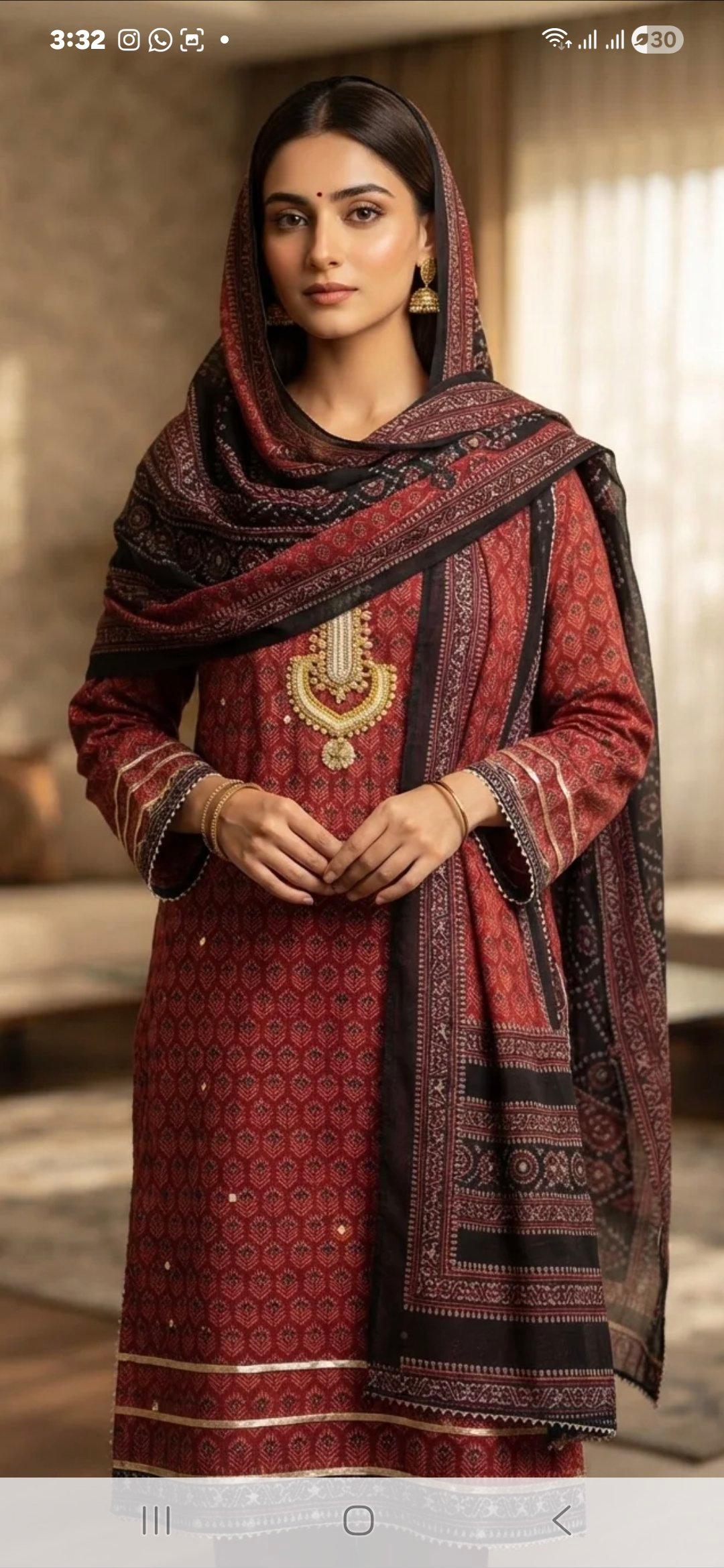 Tealan Ajrakh Co-Ord Set